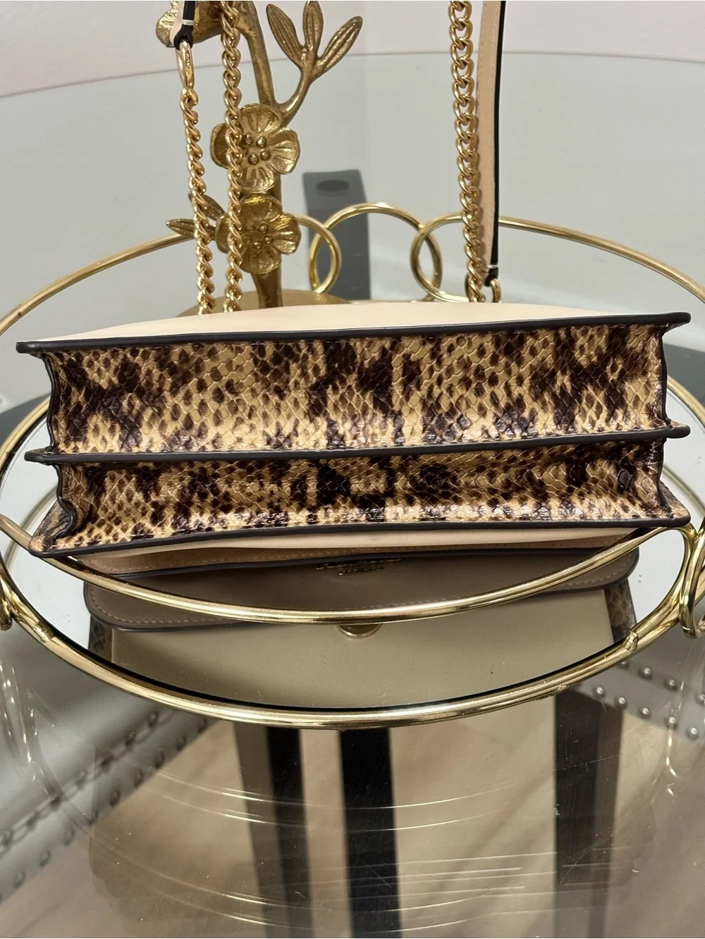 Coach Klare Colorblock Beige Cream Snakeskin-Effect Shoulder Crossbody Bag